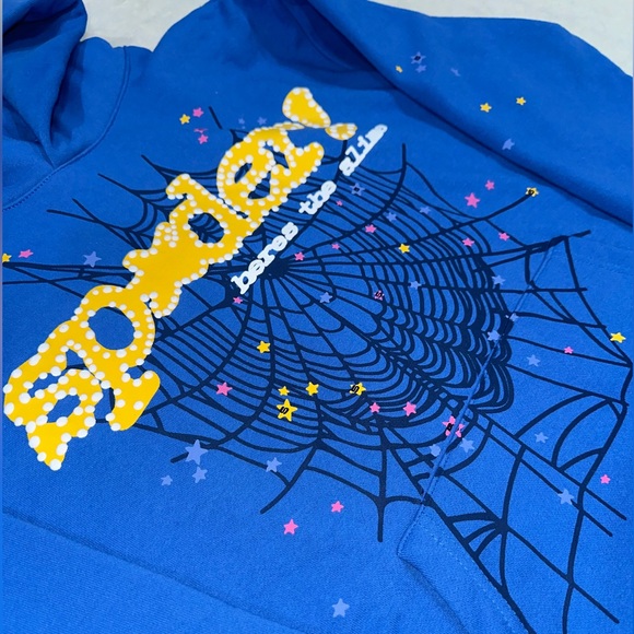 Spider Worldwide X Young Thug Sp5der TC Blue Hoodie Men’s Size Large - Picture 4 of 4